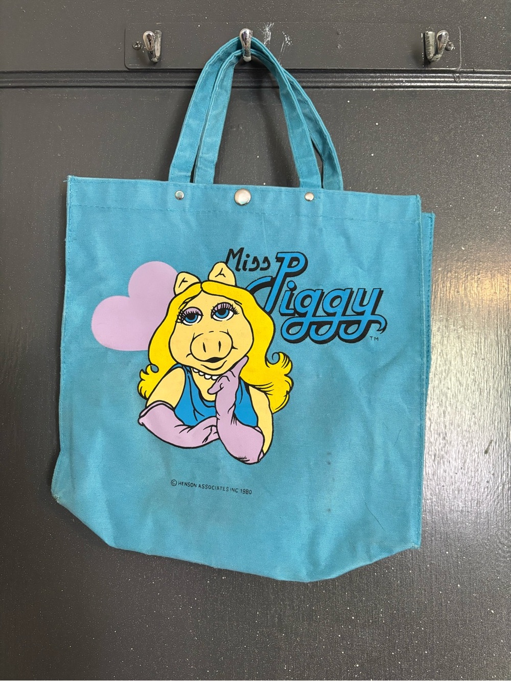 Vintage Miss Piggy Blue Canvas Tote Bag